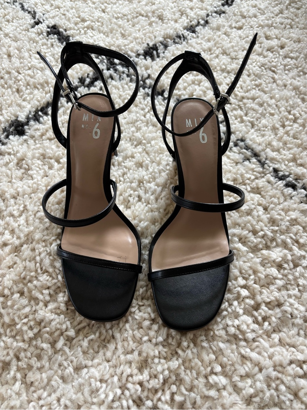 Mix No. 6 Black Strappy Ankle-Heel Sandals